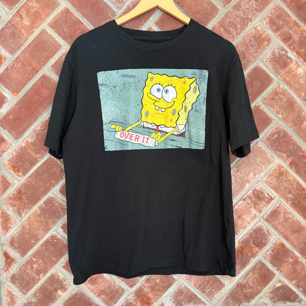 Nickelodeon SpongeBob SquarePants T-Shirt Mens Large Black Over It Graphic Tee